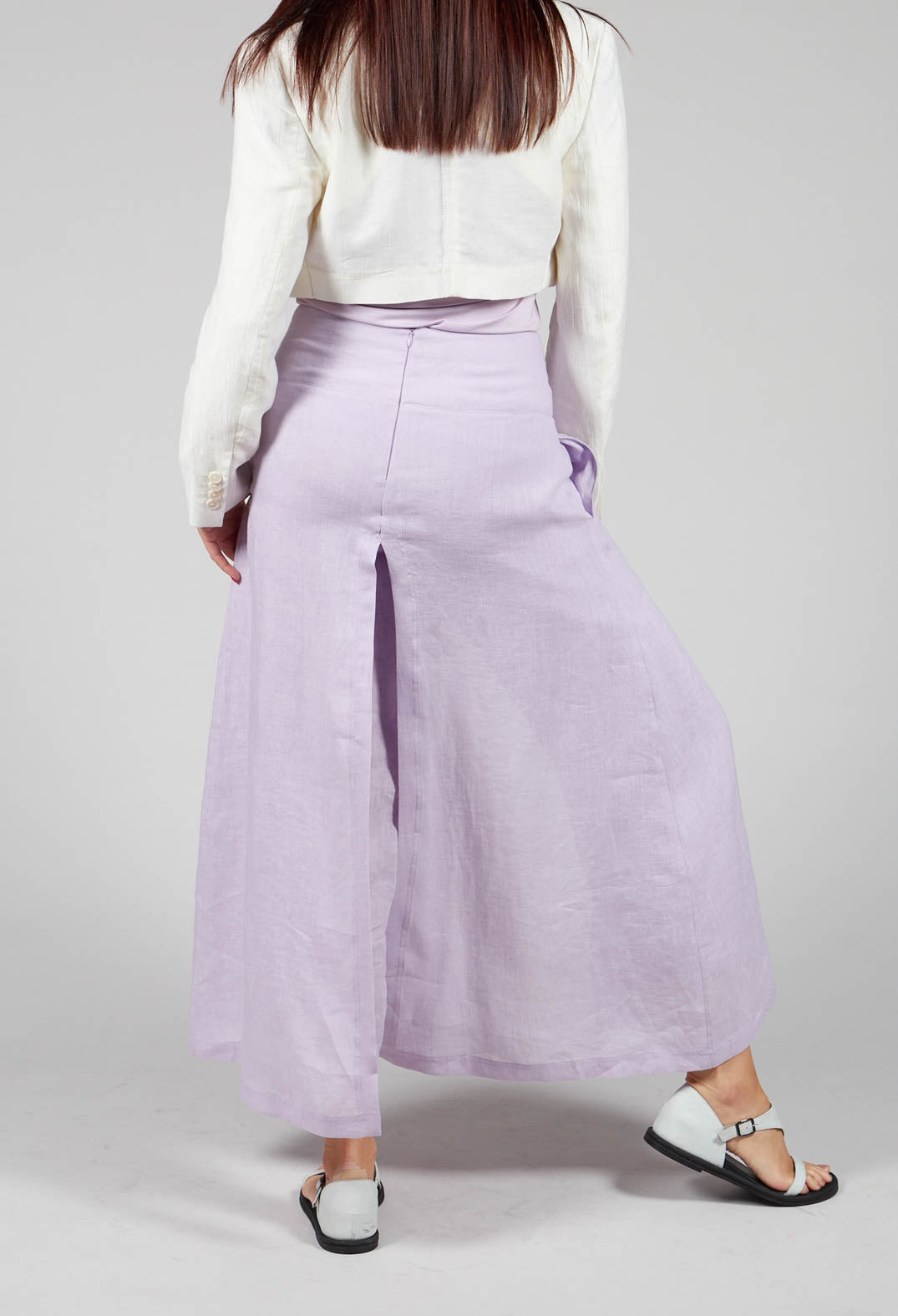 Linen Wide Leg Trousers in Lilac