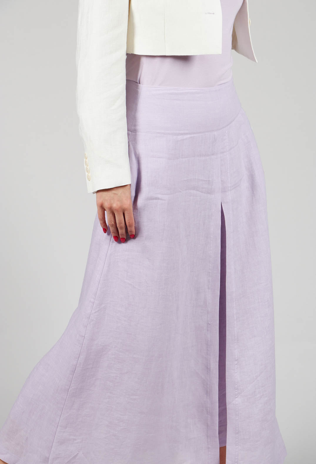 Linen Wide Leg Trousers in Lilac