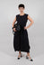 Button Front Long Dress in Black
