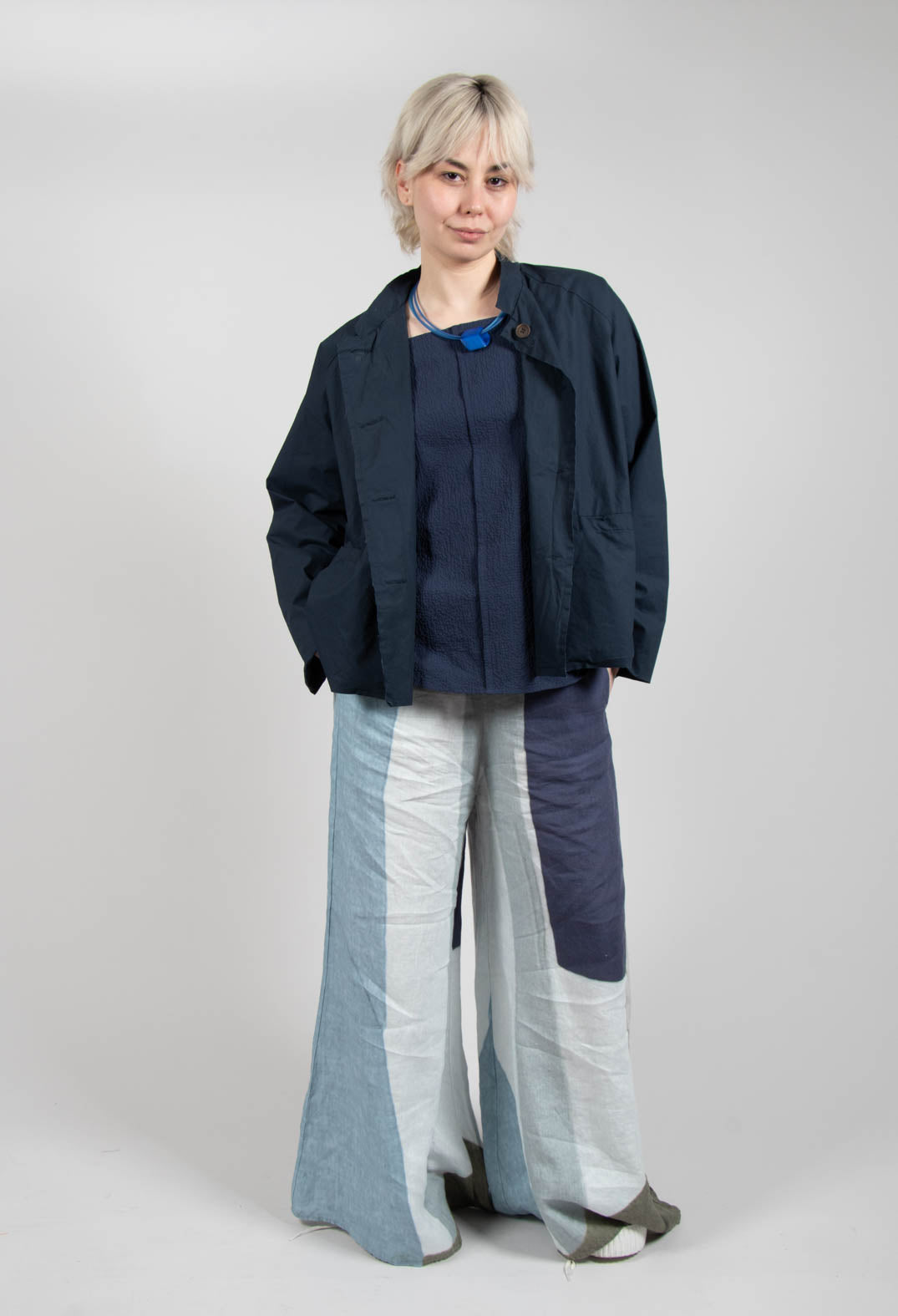 High-Waisted Maki Trousers in Blue