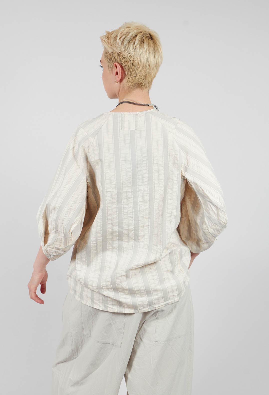 Bohemian Blouse in Grey Stripe