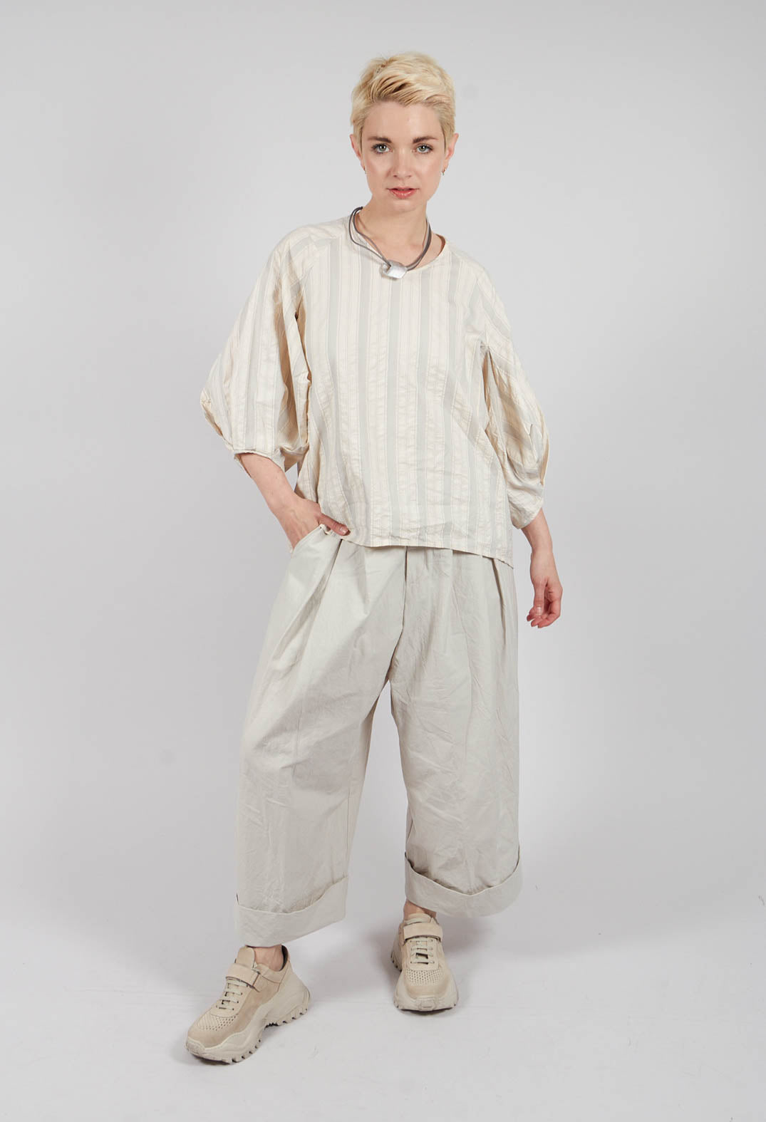 Turnup Trouser in Chalk