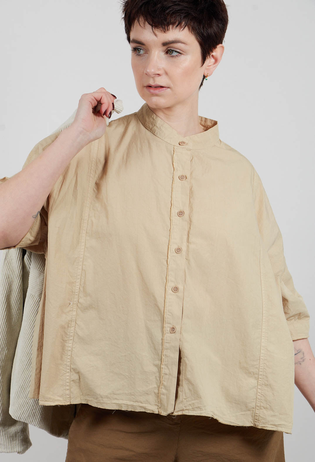 Mandarin Collar Blouse in Juta