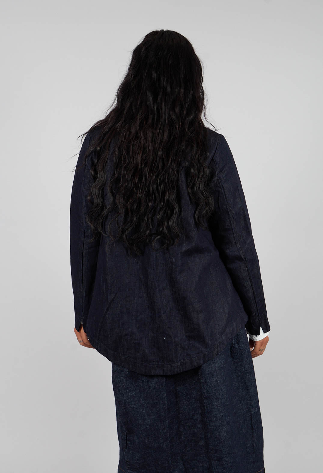 Collarless Jacket in Denim