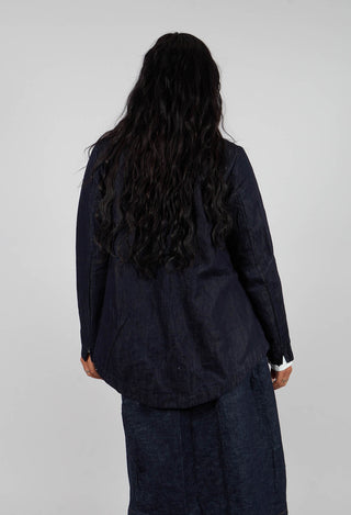 Collarless Jacket in Denim