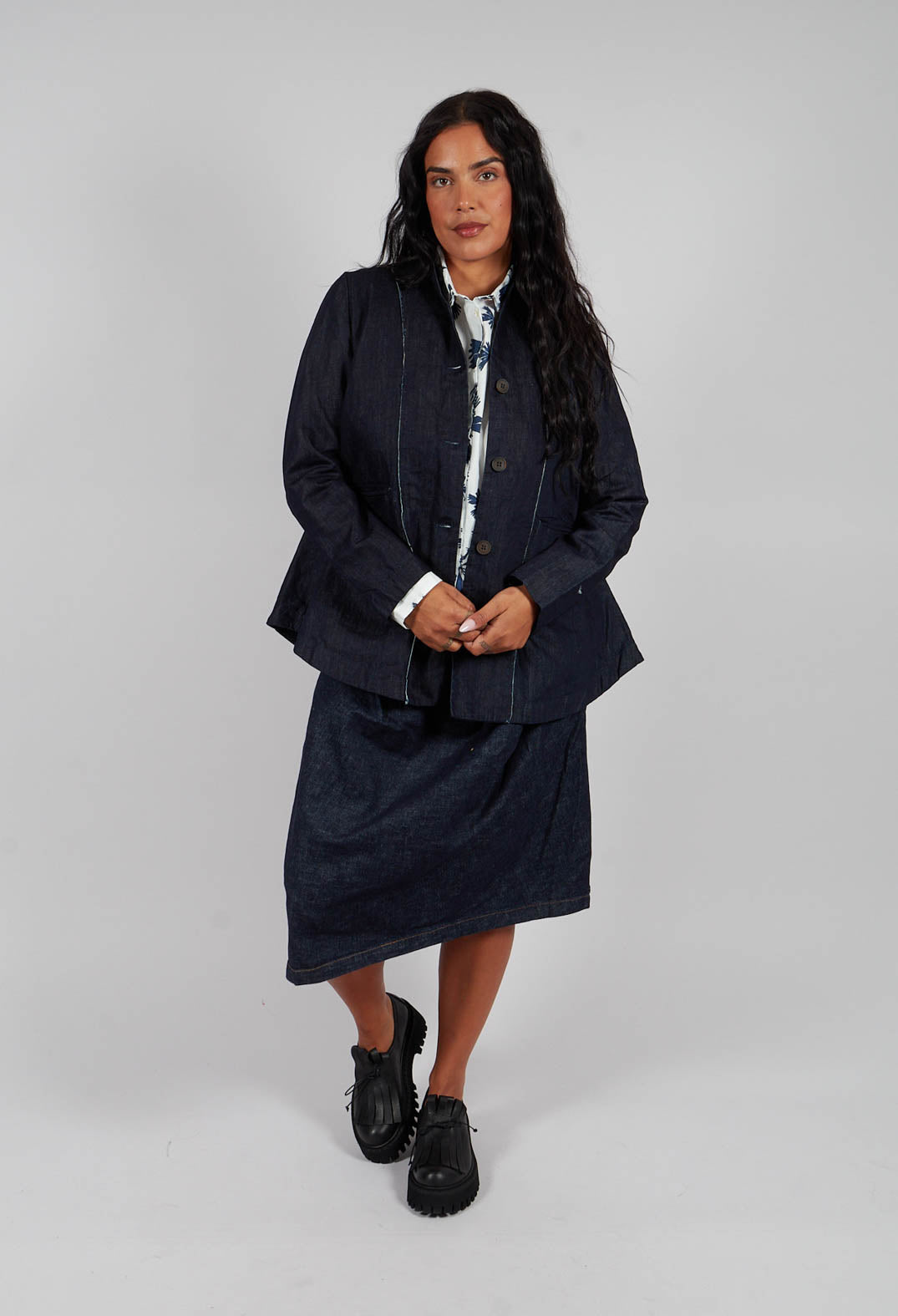 Cecile Shirt in Blue Flowers