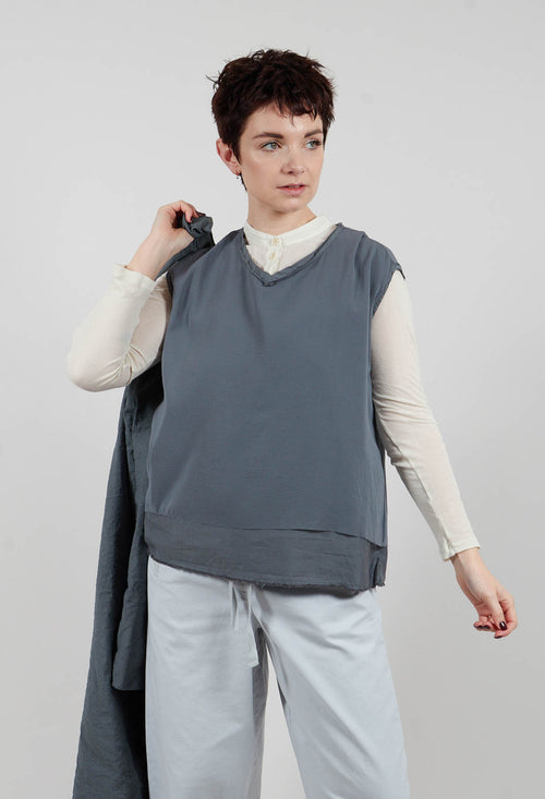 Silk Vest Top in Asfalto