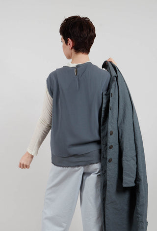 Silk Vest Top in Asfalto