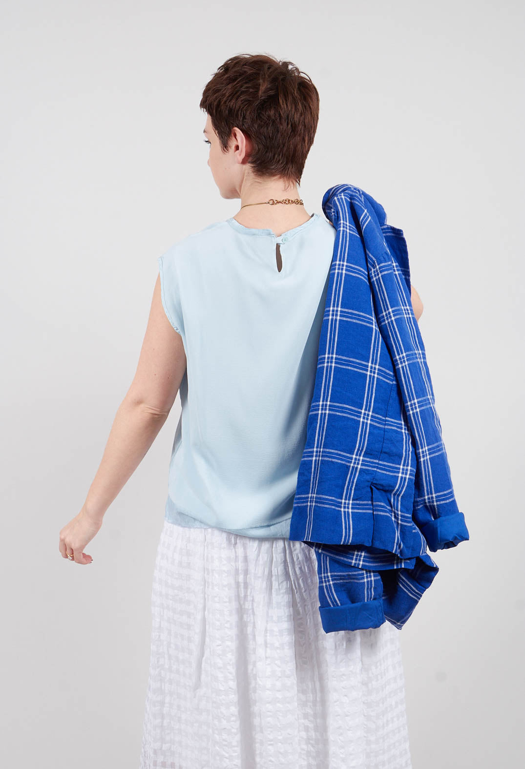 Silk Vest Top in Cielo