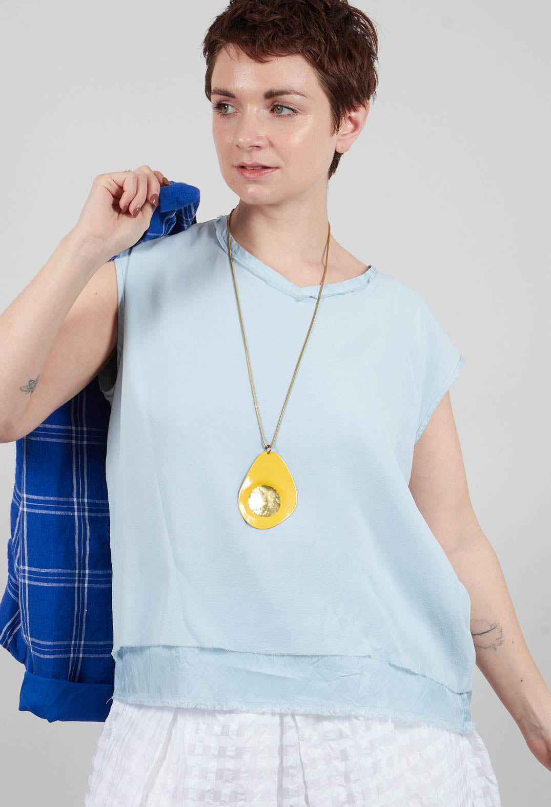 Silk Vest Top in Cielo