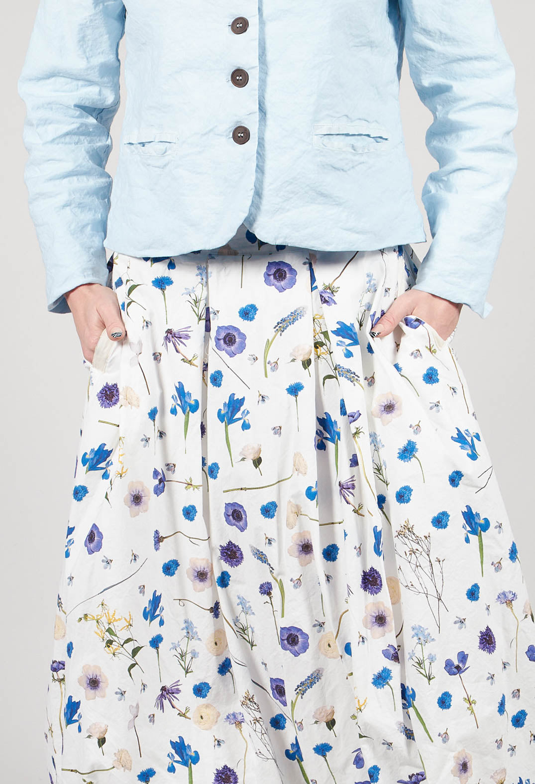 Jamila Skirt in Blue Flower Print