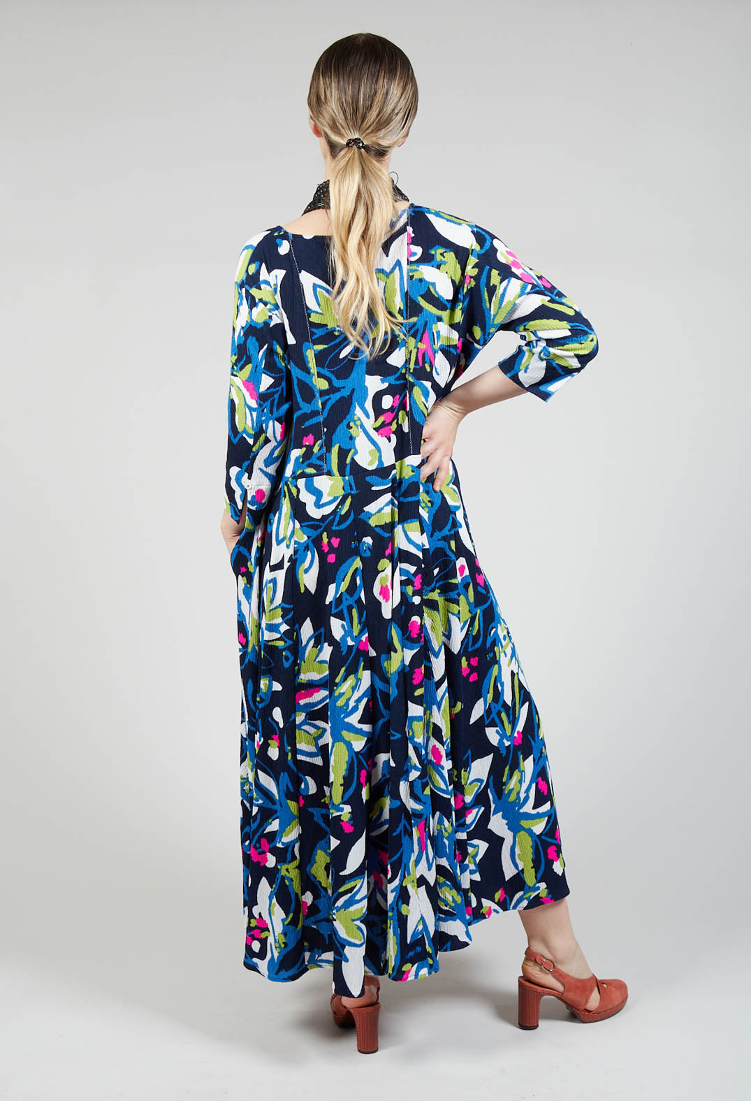 Frivolity Dress in Blue Leaf