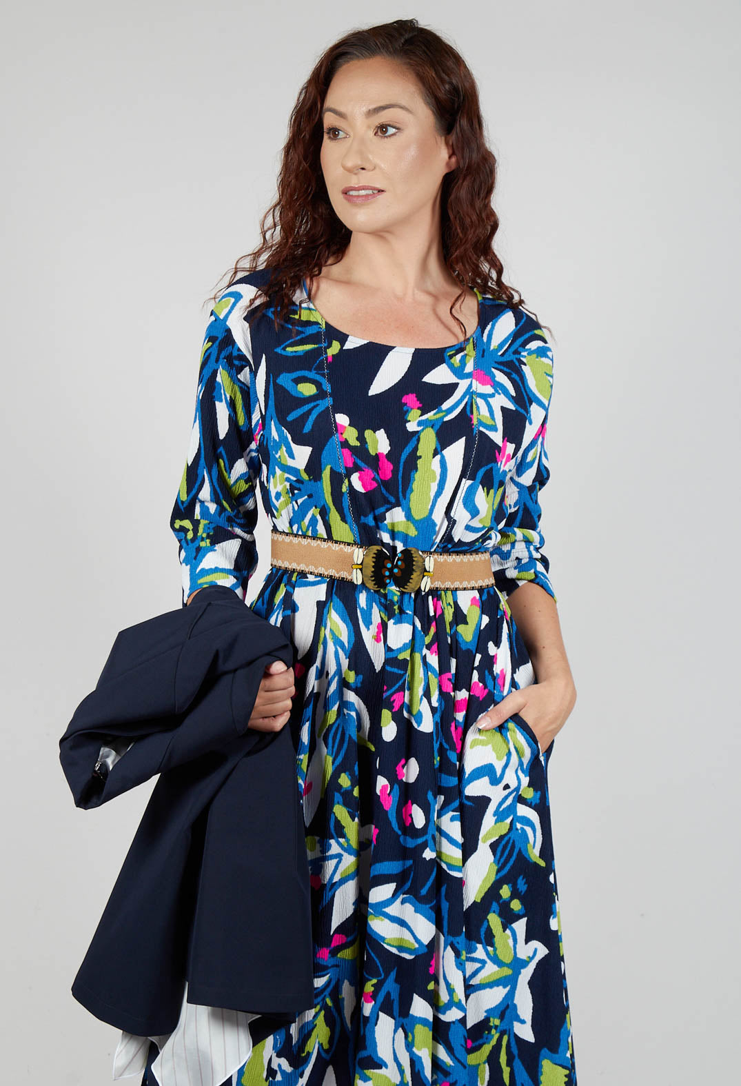 Frivolity Dress in Blue Leaf
