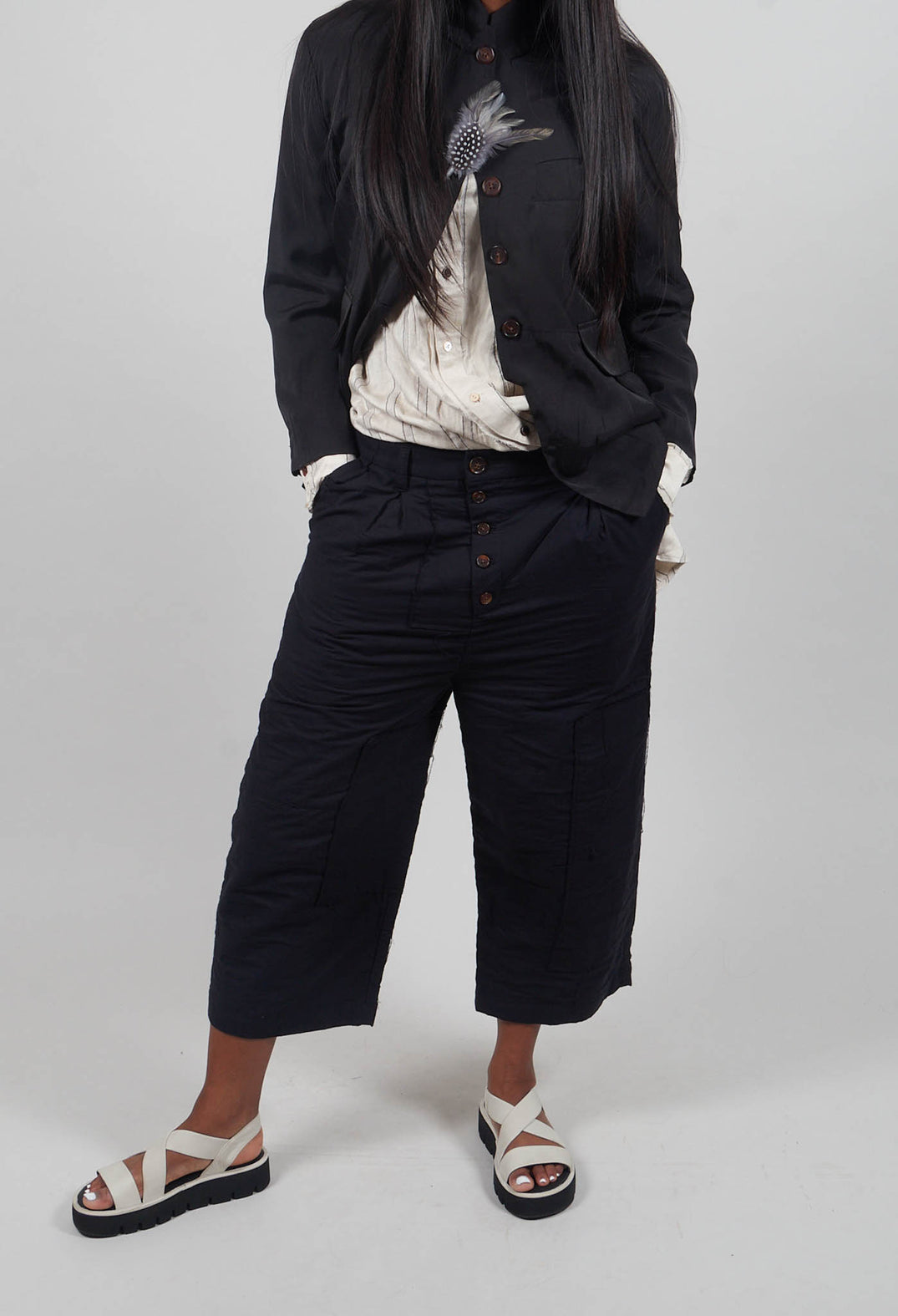 Bias Front Culottes in Black