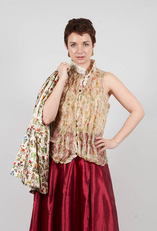 Silk Pleat Top in Petite Fleurs