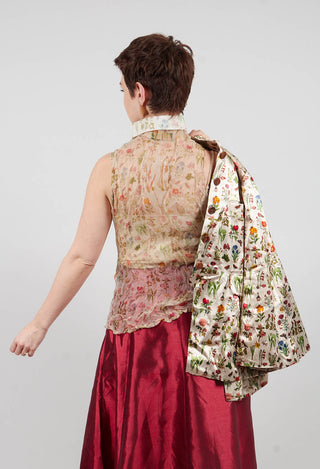 Silk Pleat Top in Petite Fleurs