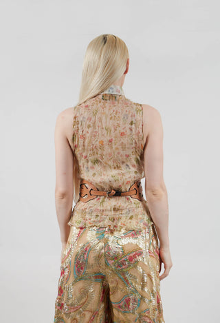 Silk Pleat Top in Petite Fleurs