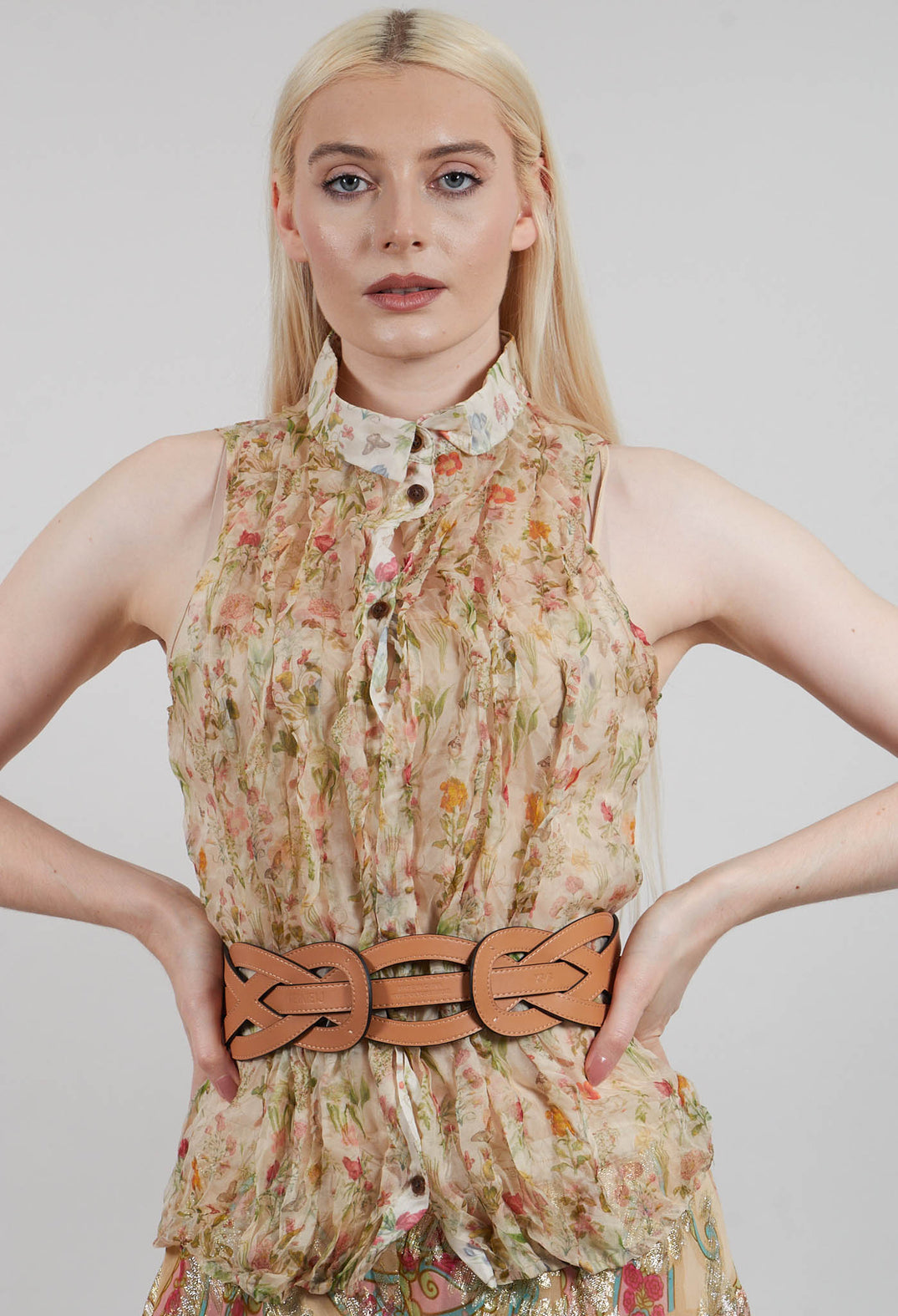 Silk Pleat Top in Petite Fleurs