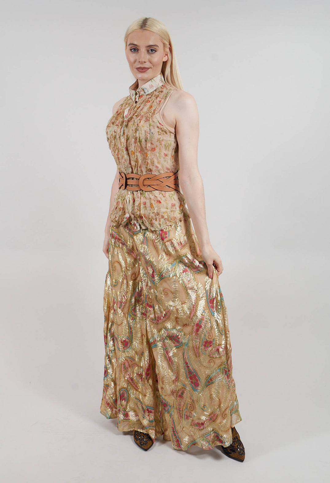 Silk Pleat Top in Petite Fleurs