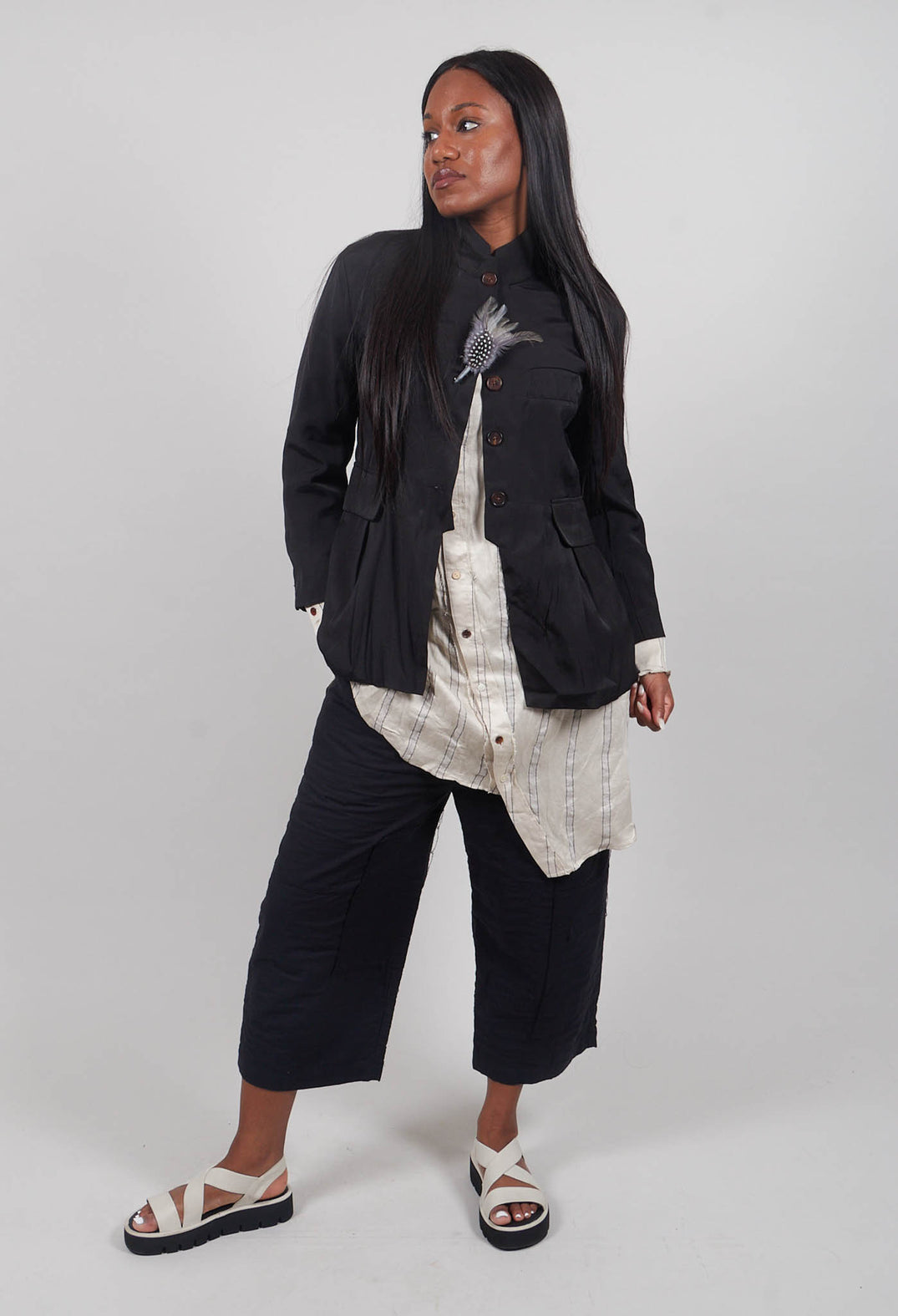 Treasury Pleat Jacket in Black