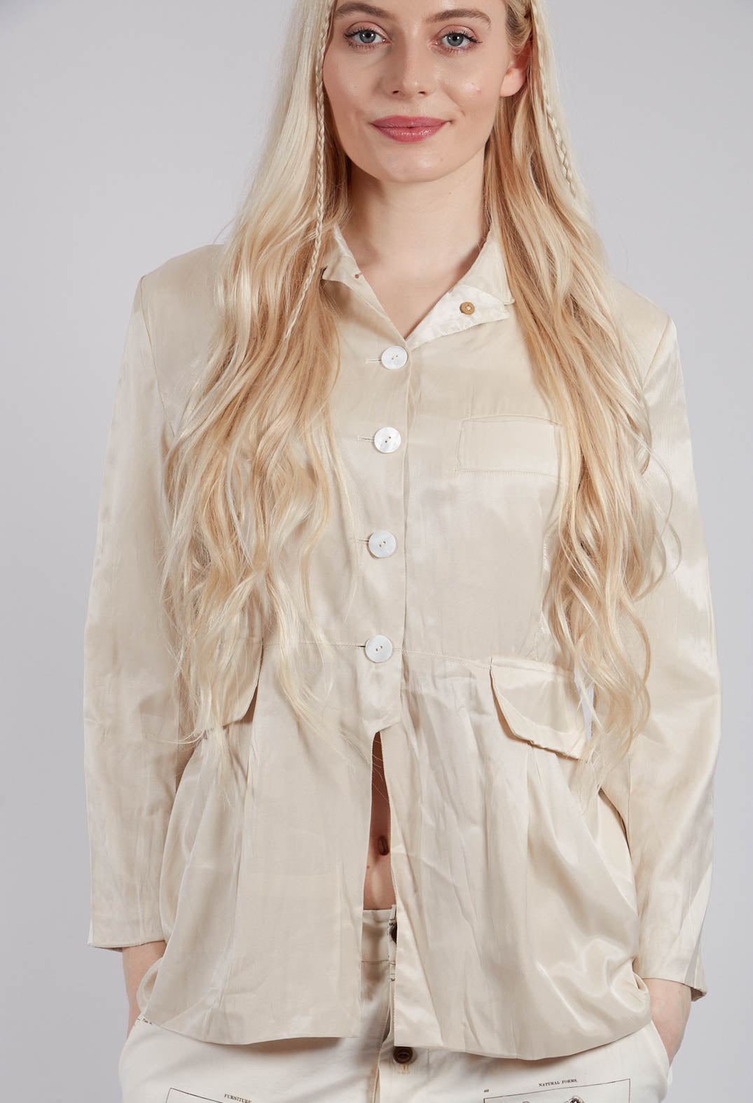 Treasury Pleat Jacket in Cream