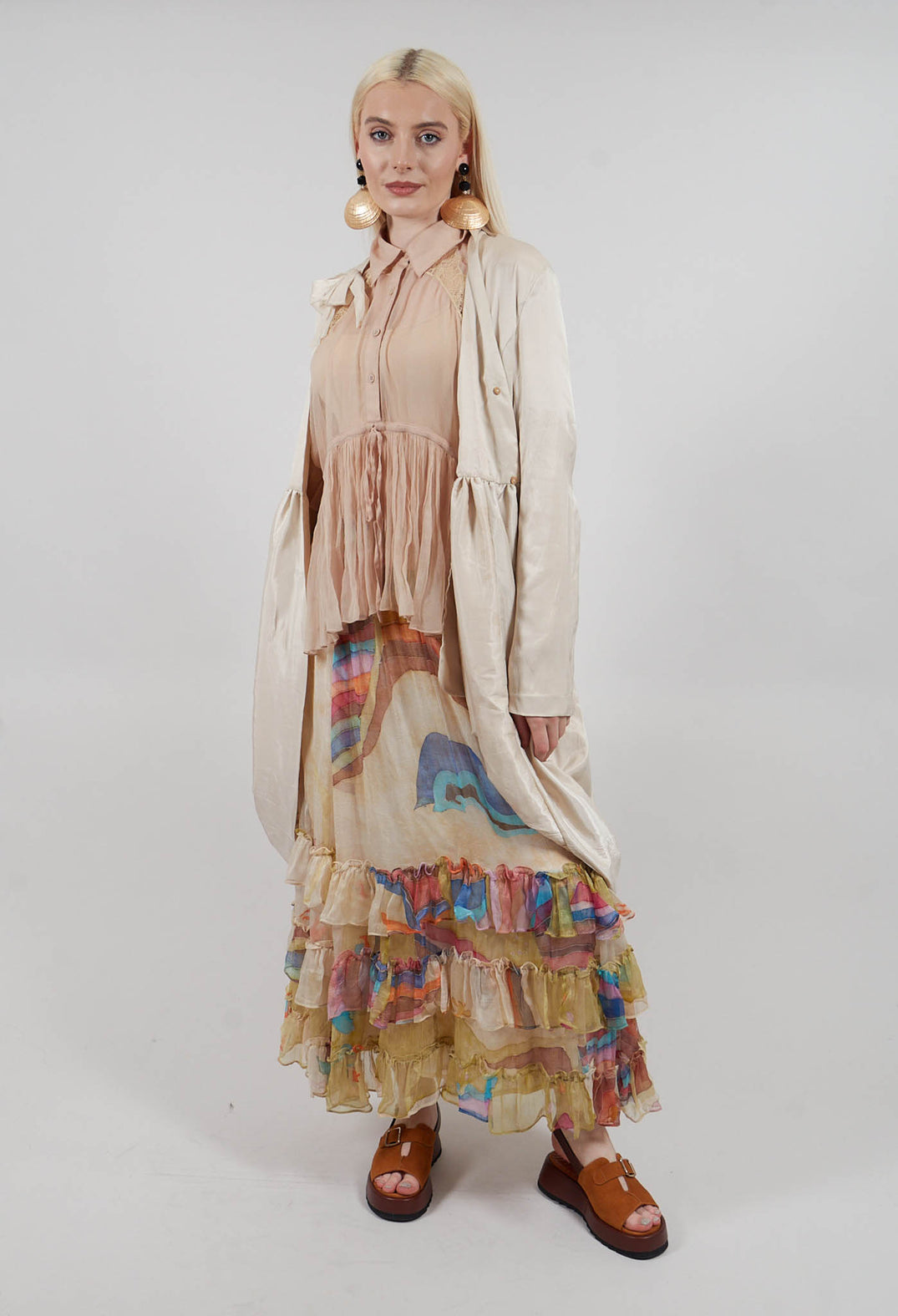 Treasury Drape Coat in Cream