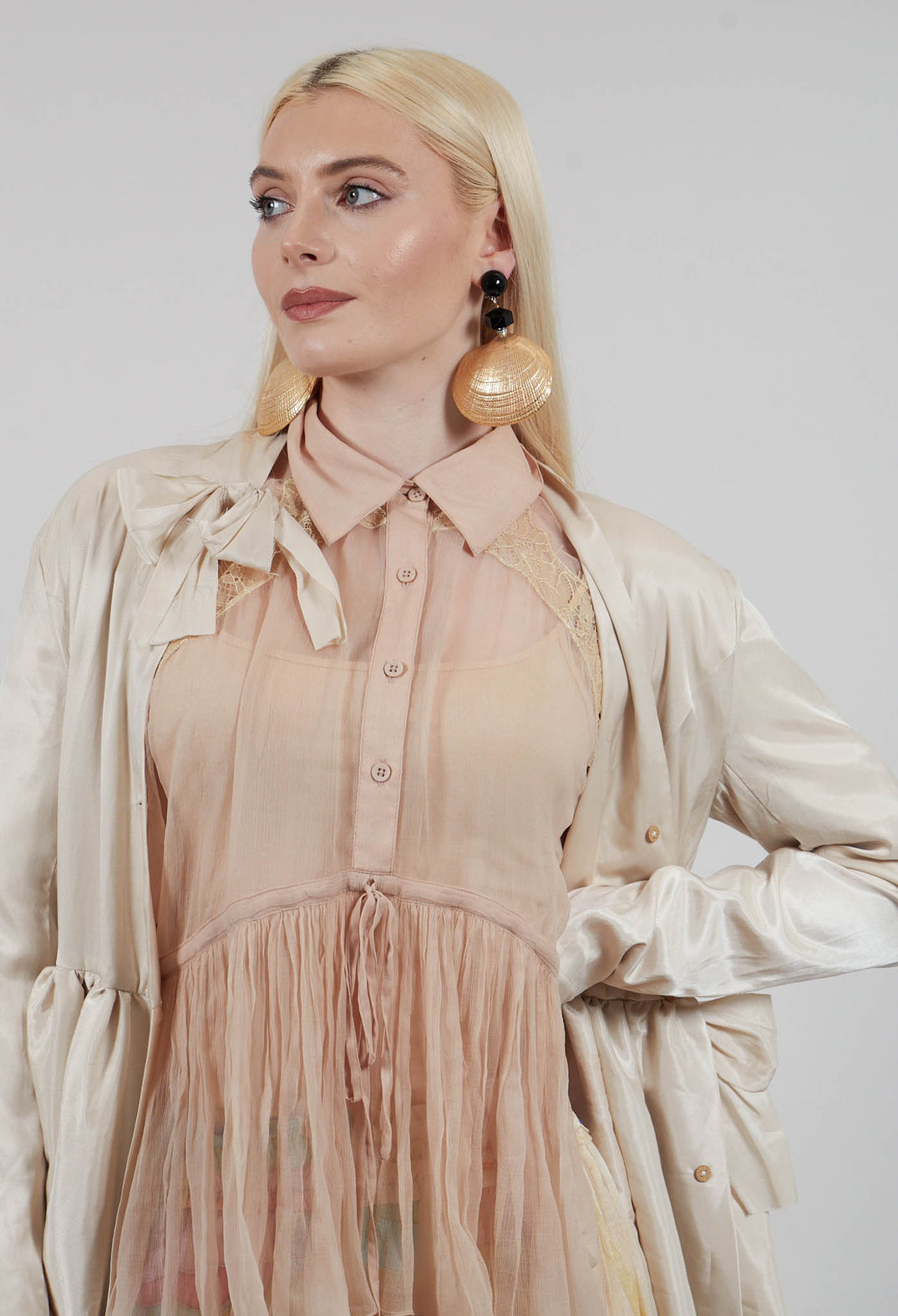 Treasury Drape Coat in Cream