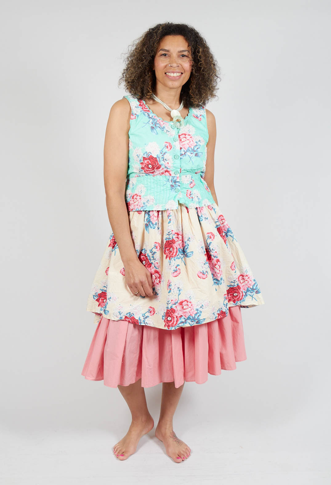 Livia Top in Turquoise Flower