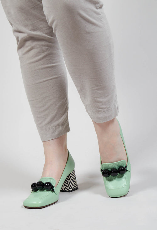 Suleiko Heel in Mint Black and White