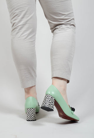 Suleiko Heel in Mint Black and White