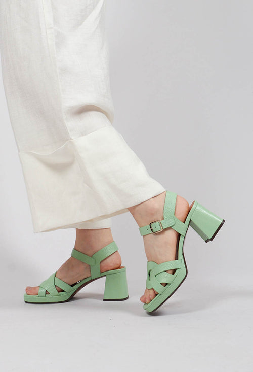 Gaura Cross over Strap Heel in Light Green