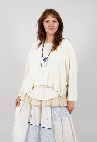 V-Neck Boxy Cardigan in White