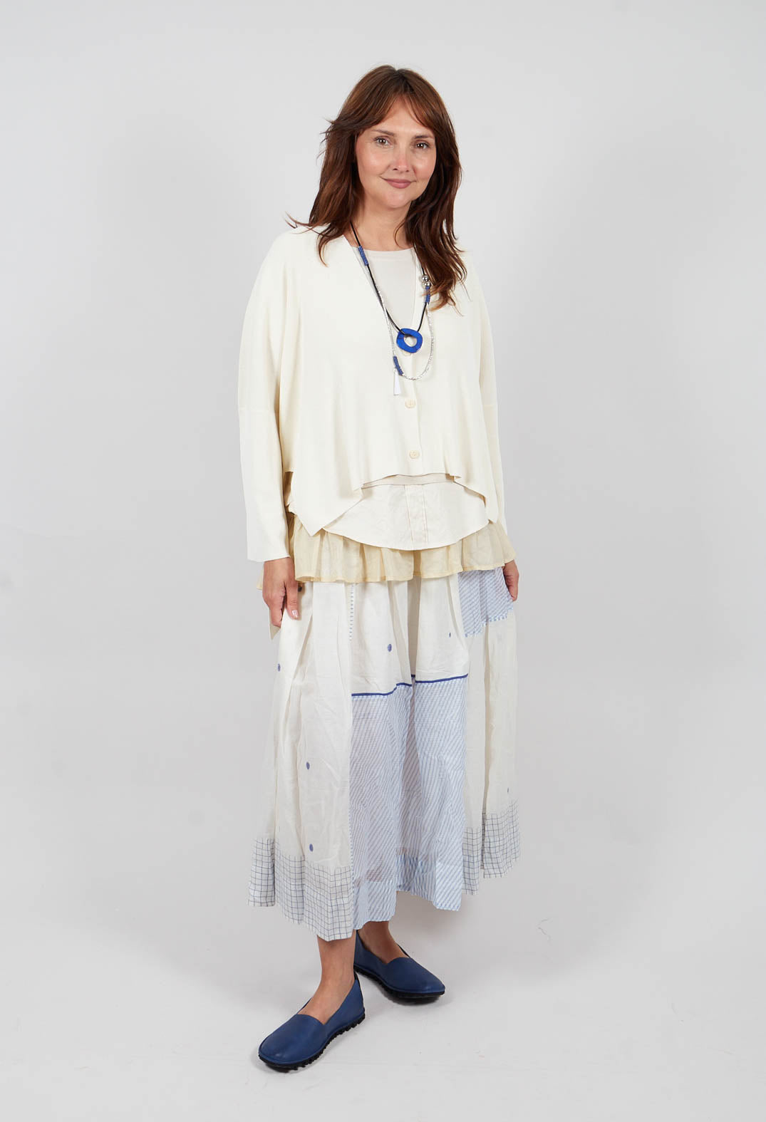 V-Neck Boxy Cardigan in White