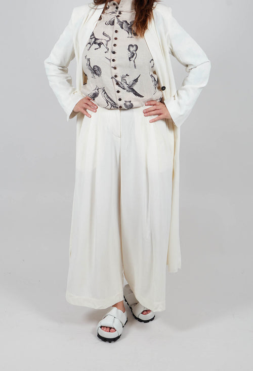 Wide Cropped Trousers in White