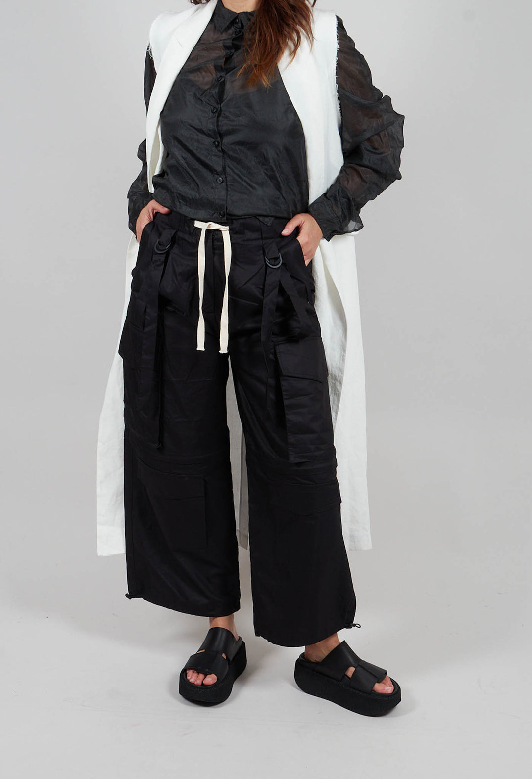 Tailored Cargo Trousers in Black