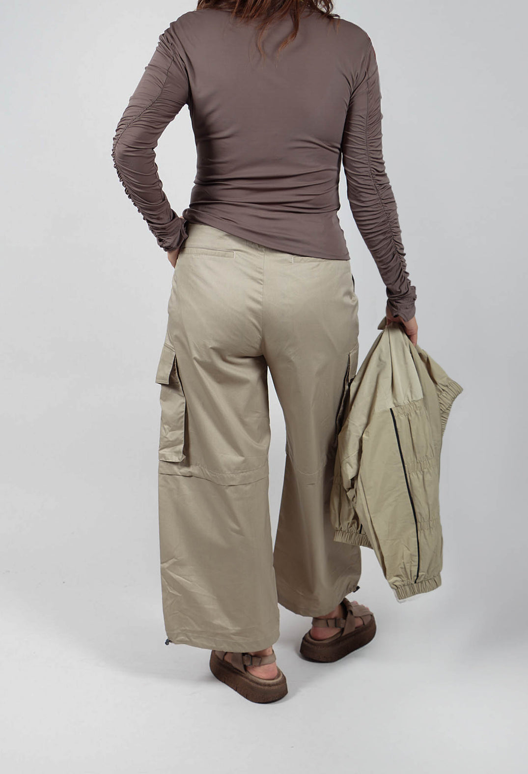 Isabel Benenato Cargo Trousers in Sand - Olivia May