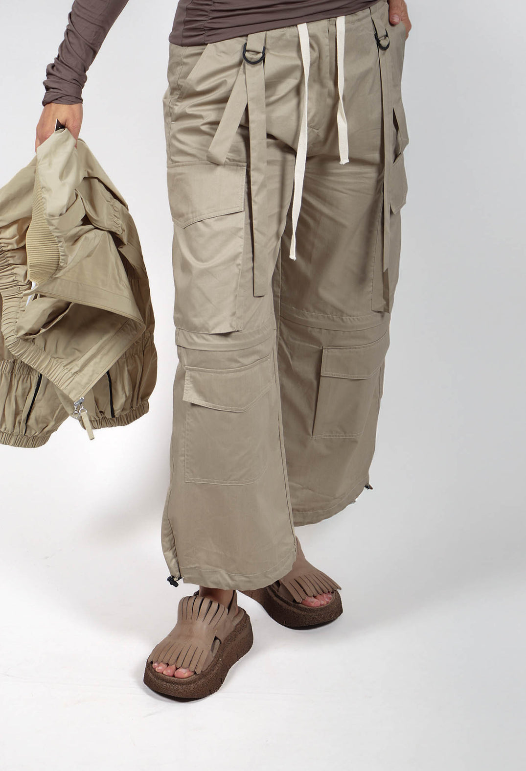 Isabel Benenato Cargo Trousers in Sand - Olivia May