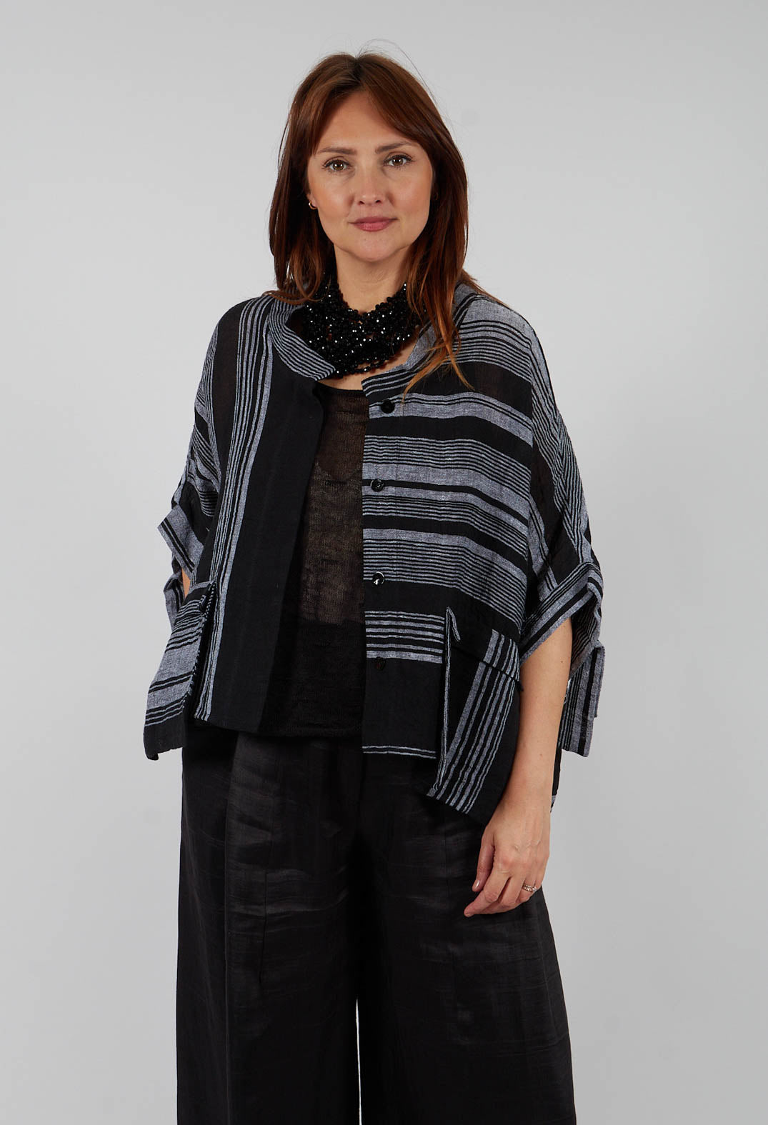 Stripe Jacket in Black and Grey