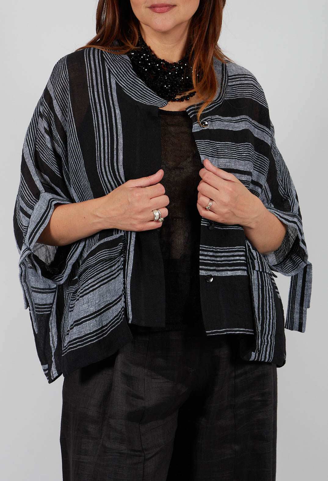 Stripe Jacket in Black and Grey
