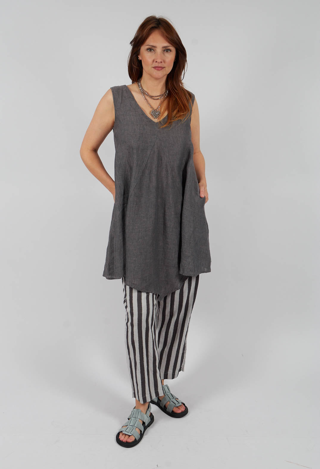 V Neck Tunic in Grey