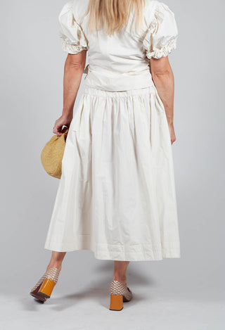 Pull on Pleated Skirt in Ecru