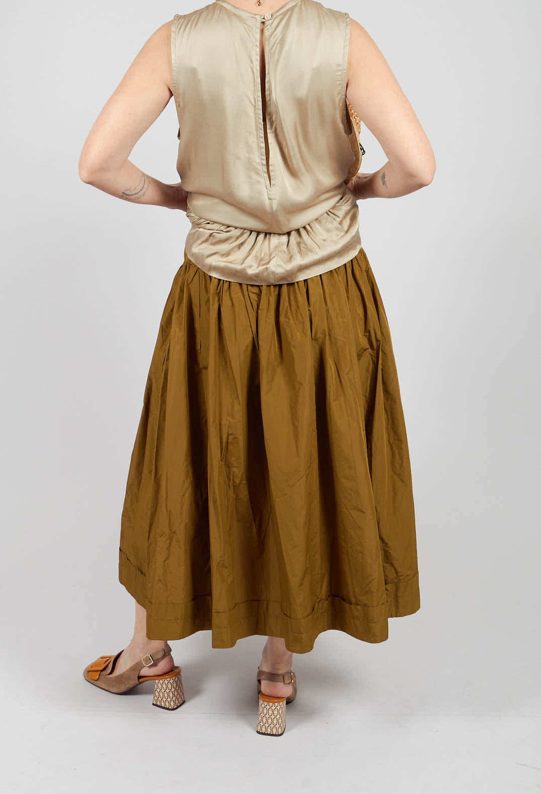 Pull on Pleated Skirt in Gold