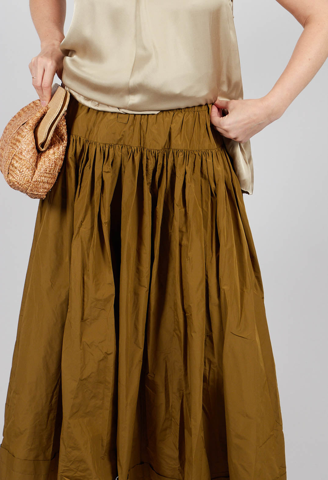 Pull on Pleated Skirt in Gold