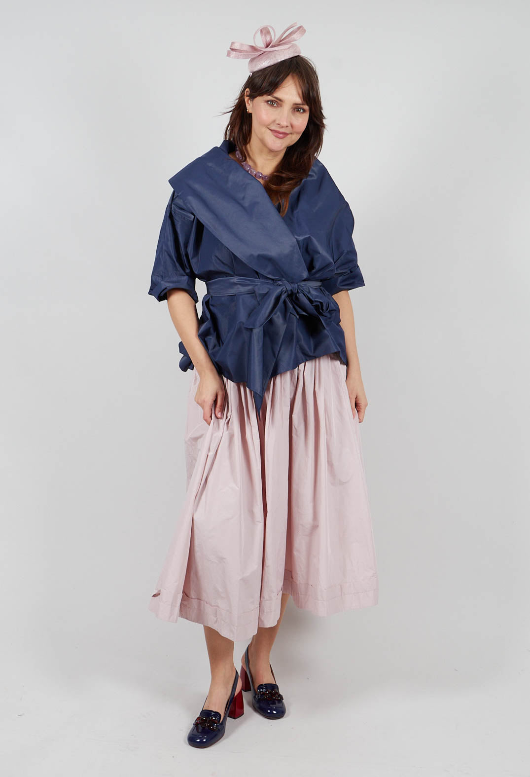 Belted Jacket in Navy Blue