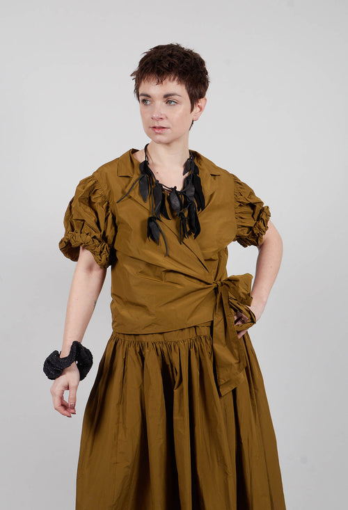 Ruffle Wrap Jacket in Gold