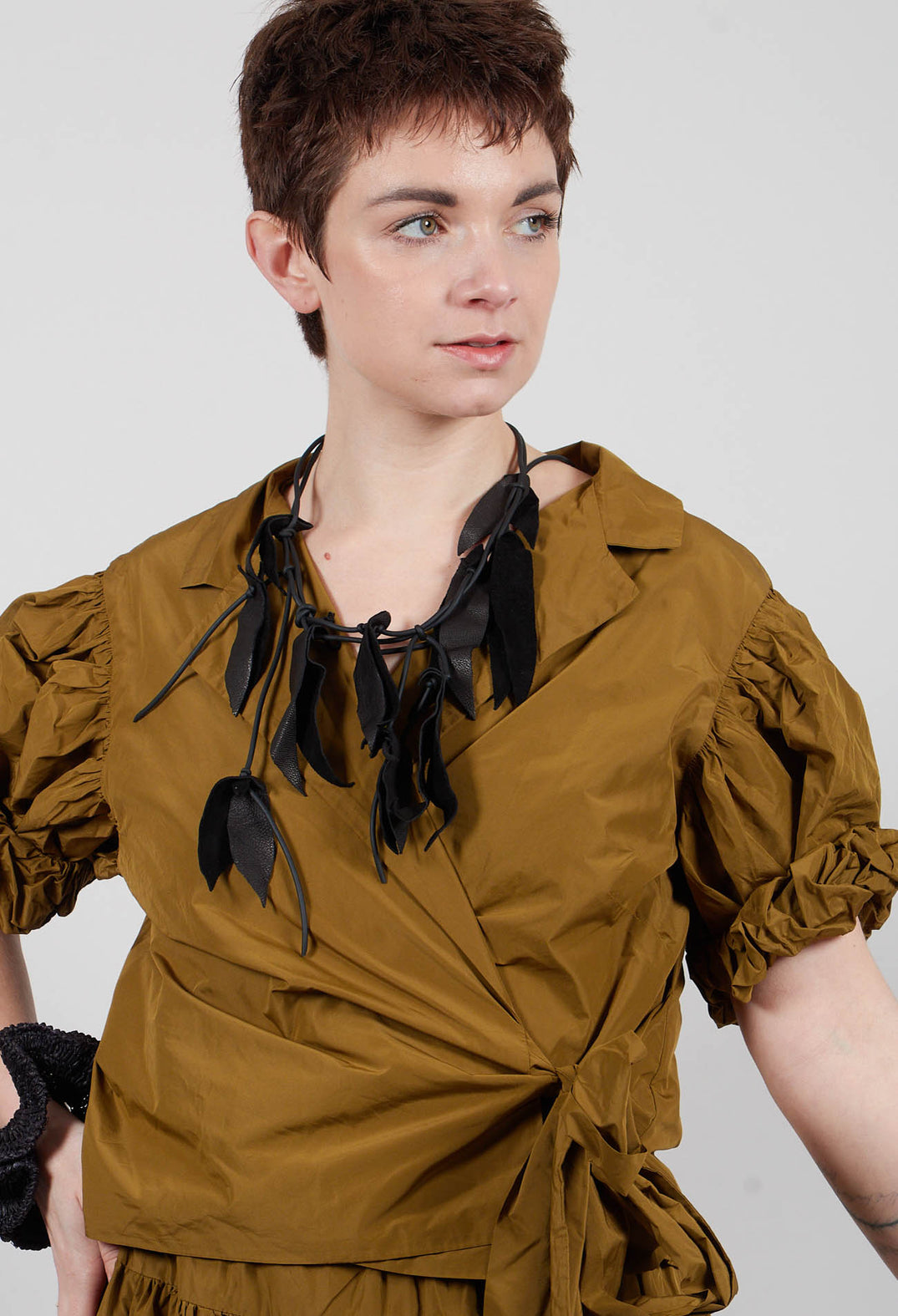Ruffle Wrap Jacket in Gold