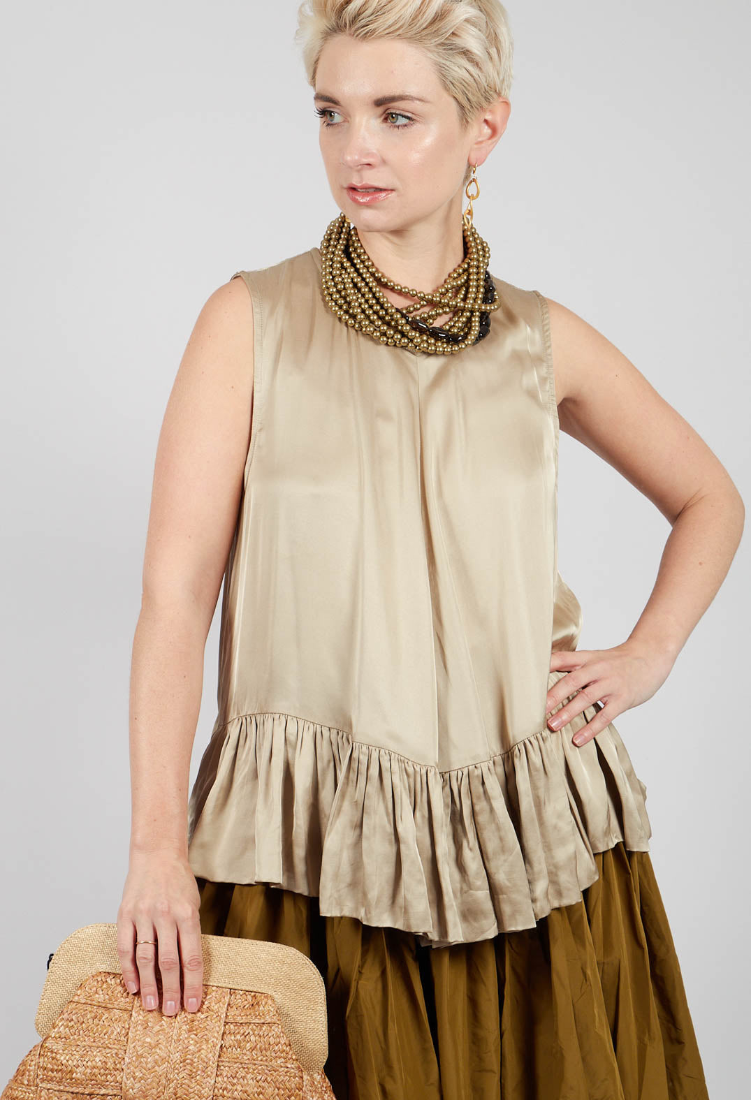 Satin Vest Top in Gold