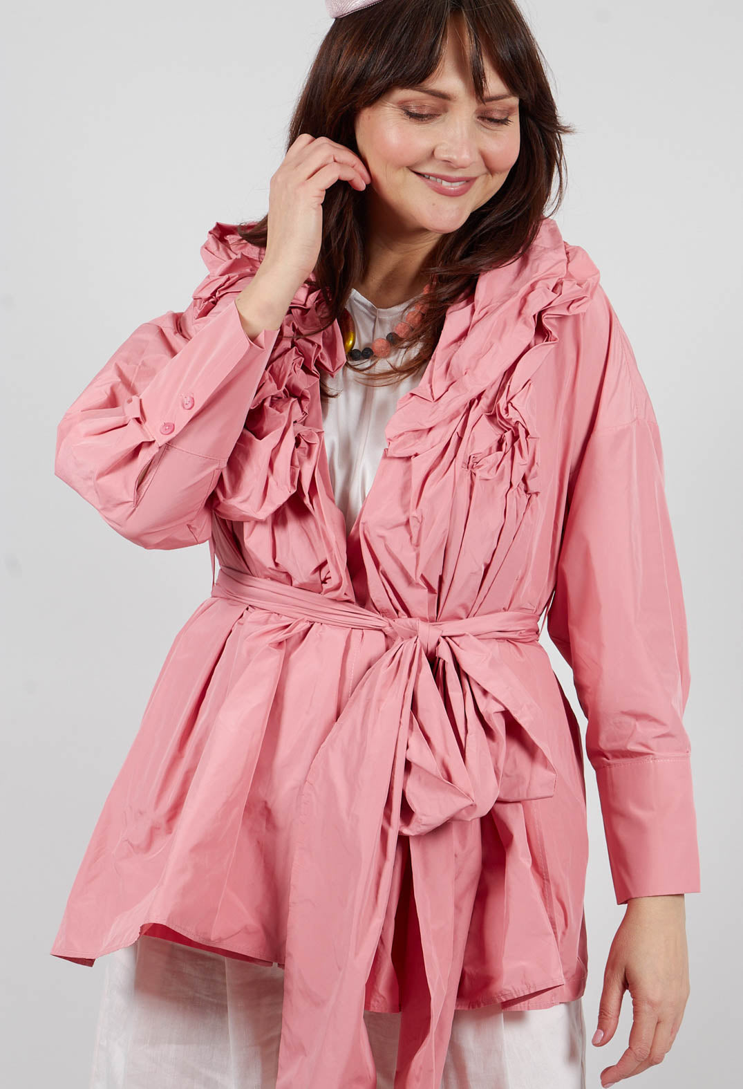 Ruffle Shirt in Peach