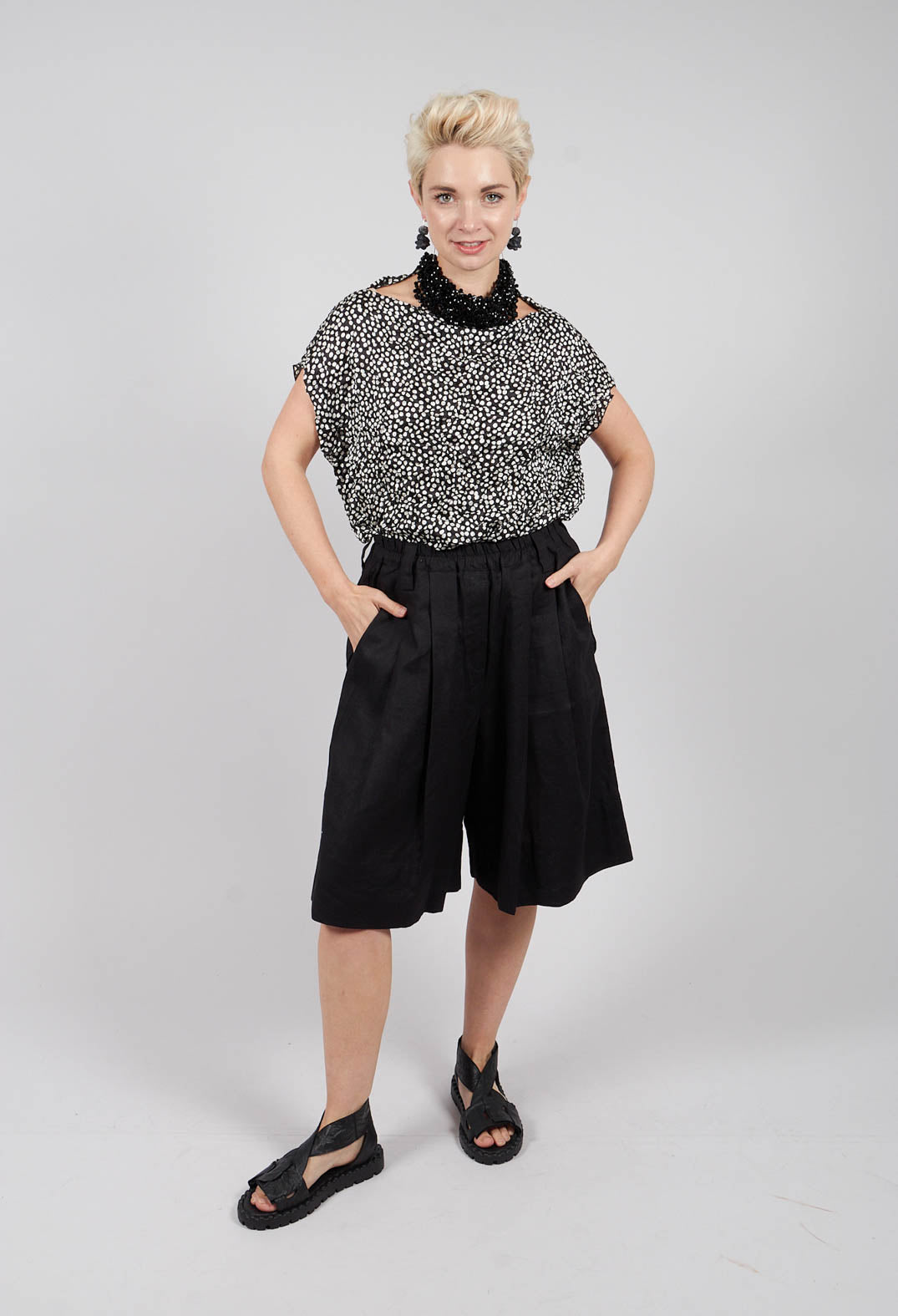 Pleated Shorts in Black