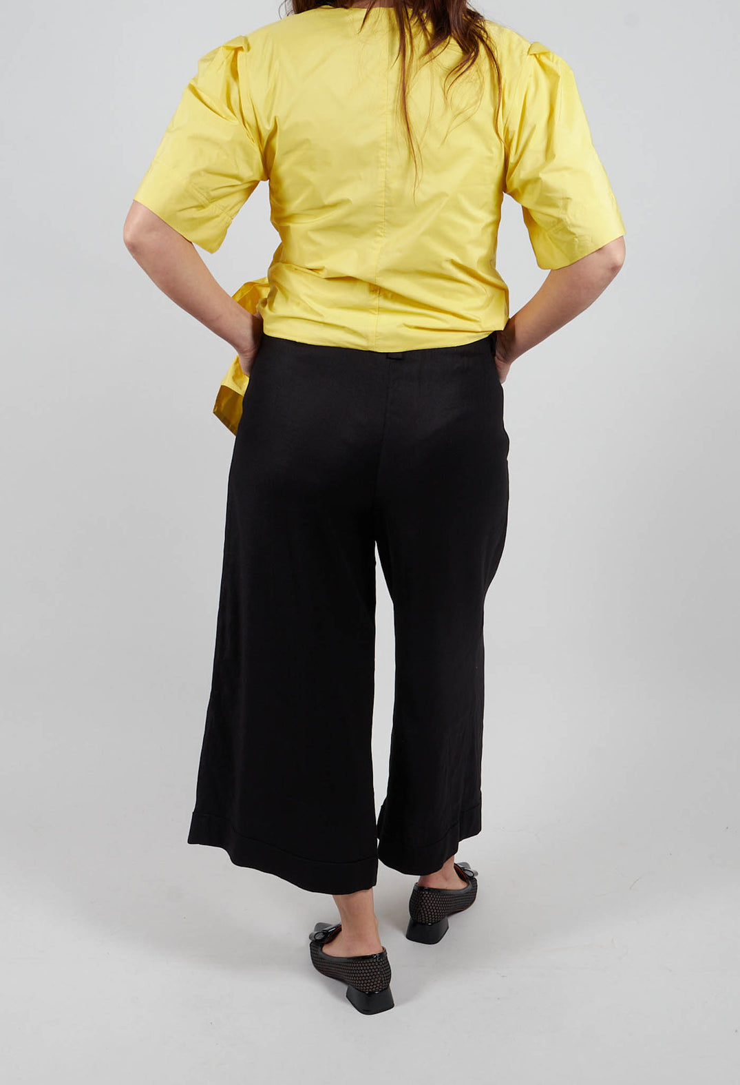 Pleated Wide Leg Trousers in Black